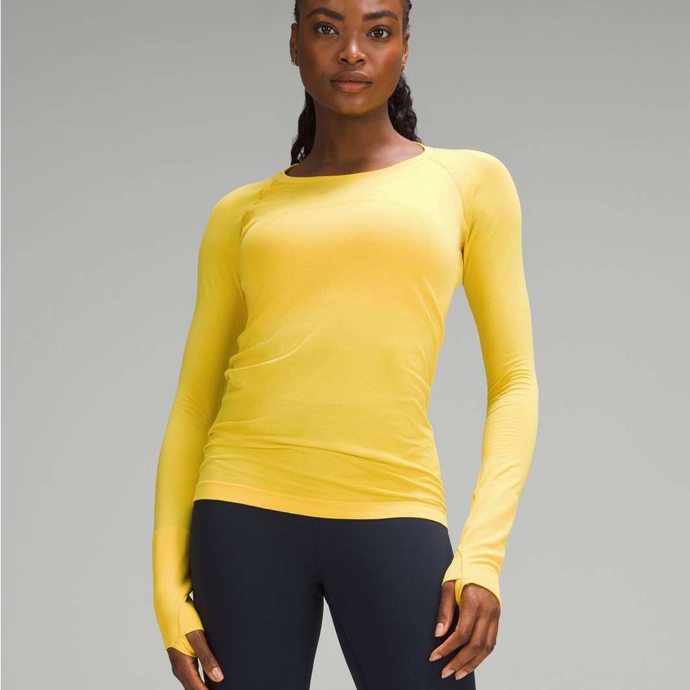 Mustard yellow lululemon swiftly long sleeve size 4